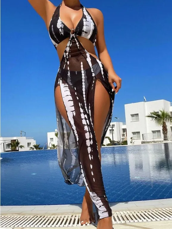 Bikini Three Piece Swimsuit Female Bikini - Black