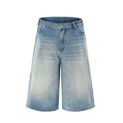 Women's American-style High Street Fashionable Washed Wide-leg Jeans - Light Blue - View 1