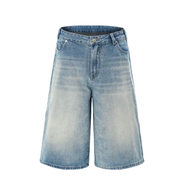 Women's American style High Street Fashionable Washed Wide leg Jeans Light Blue - Shop at LoveMi