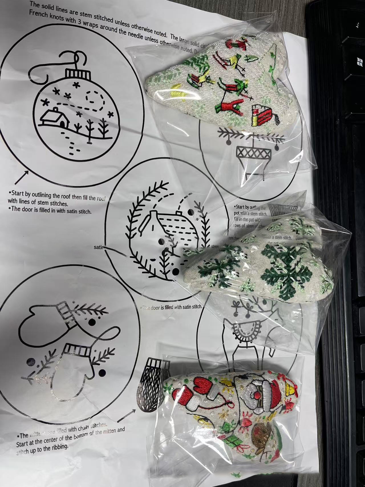 Mistletoe Kiss Embroidery Ornament