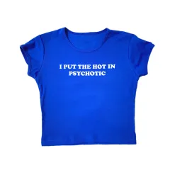 Cute Short Top Women's Summer Casual Slim Fit Street T-shirt - Blue - View 1