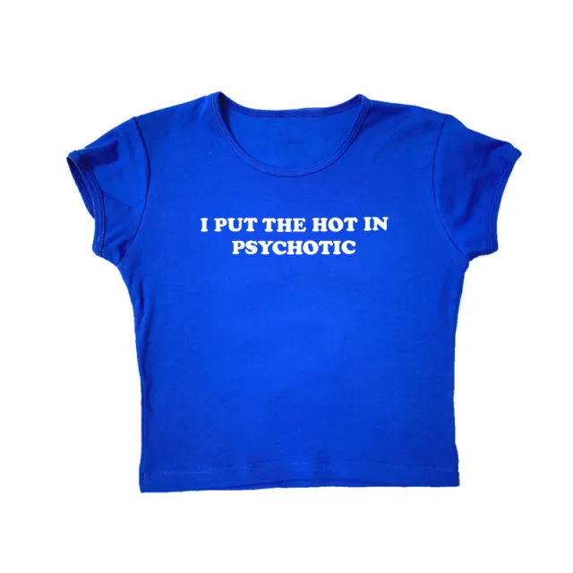 Cute Short Top Women's Summer Casual Slim Fit Street T shirt Blue - Shop at LoveMi