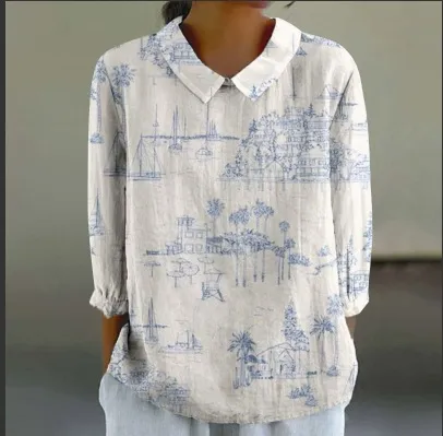 Women's Loose Casual Graffiti Printing Shirt Xl2462Hyh2 S - Shop at LoveMi