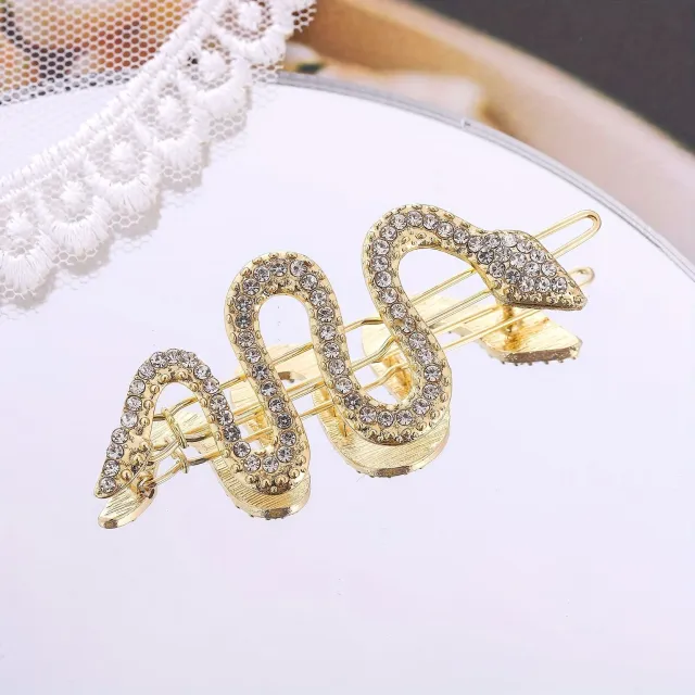 South Korea Vintage Court Rhinestone Snake Barrettes Gold - Shop at LoveMi