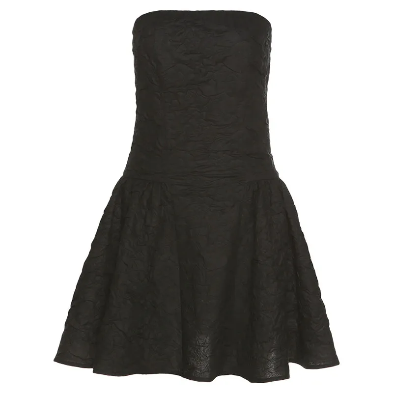 Summer Women's Solid Color High Waist Slim-fit Zipper Backless Dress - Black
