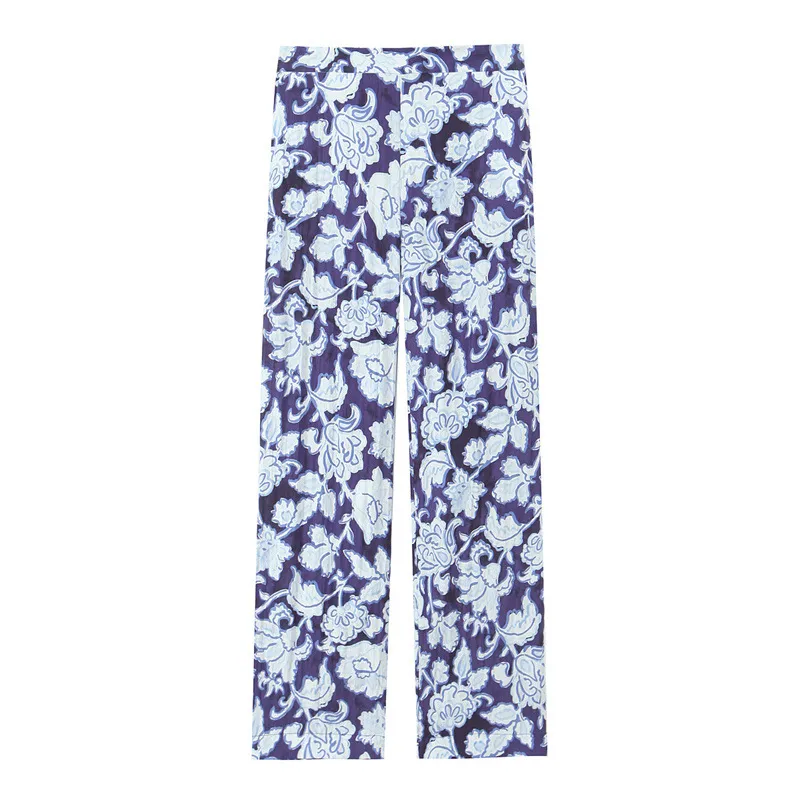Flower Print Women's Tops And Pants - Pants