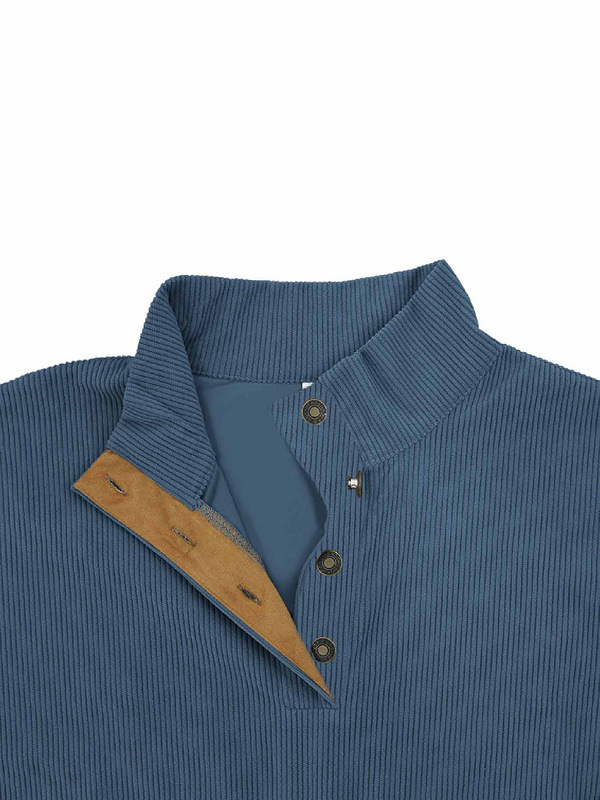 Loose-Fit Men’s Stand Collar Short-Sleeve Corduroy Shirt Loose-Fit Men’s Stand Collar Short-Sleeve Corduroy Shirt