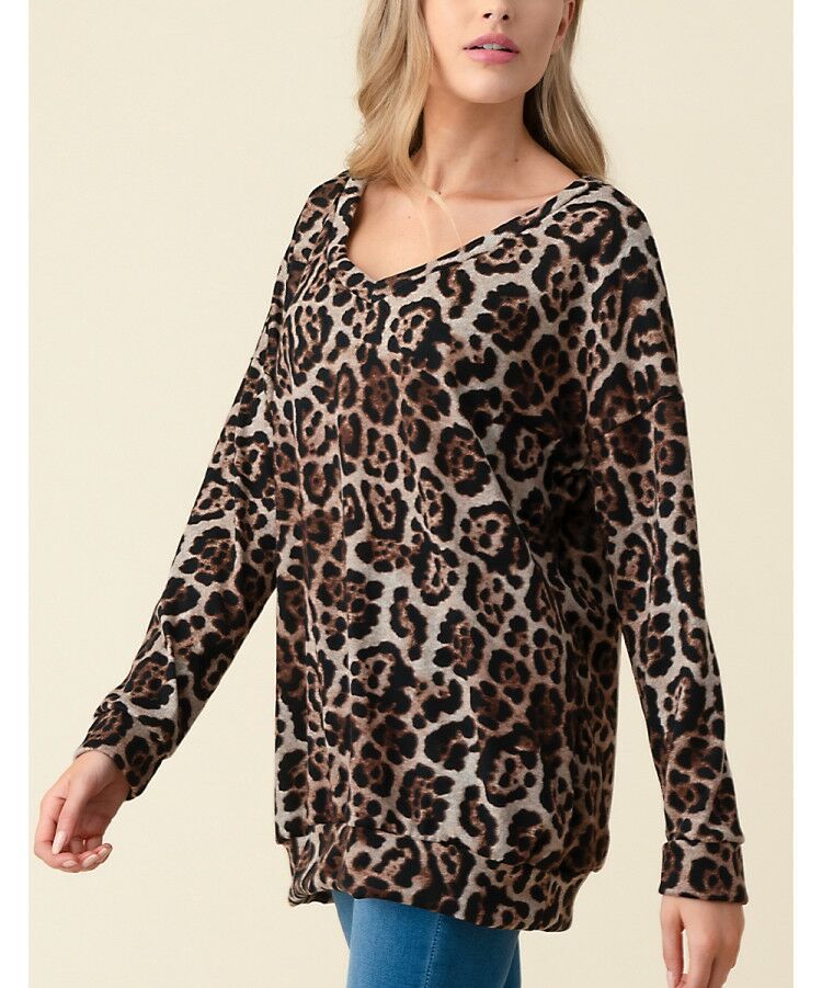 Title 3, Leopard print round neck long sleeves