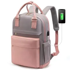 Girls Backpack Fashion Large Capacity Laptop Bag Portable Travel Backpack - Grey - View 1