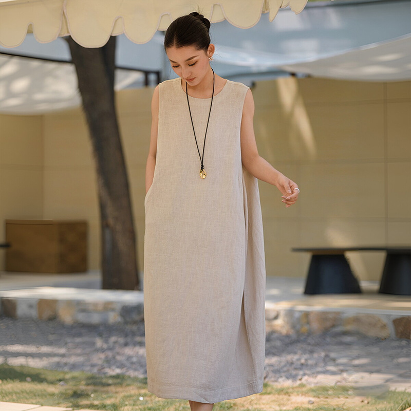 Womens Loose-fitting Sleeveless Dress