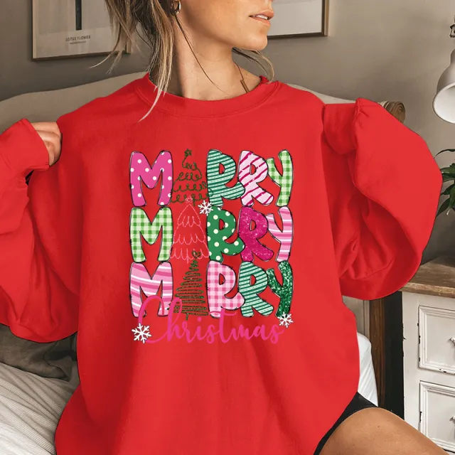 Merry Christmas E Cartoon Sweatshirt Festive Cute Gifts Watermelonred - Shop at LoveMi