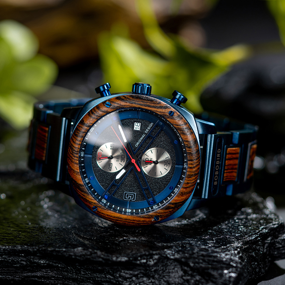 Natural Wood Men's Watch - Minimalist Retro Quartz Wristwatch with Leather Strap 7