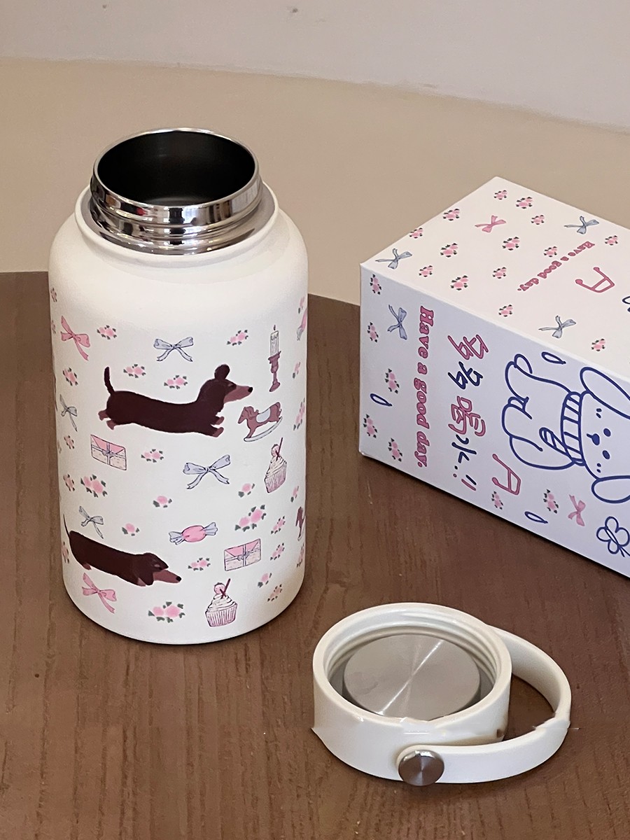 Portable Floral Sausage Dog Large Capacity Vacuum Cup