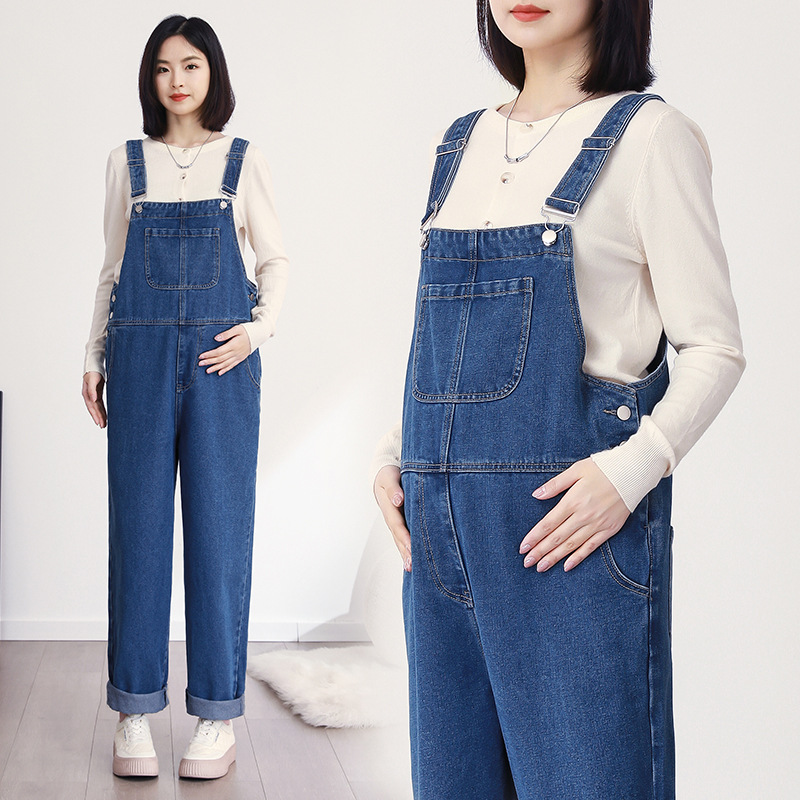 Loose-fit Age-reducing Versatile Maternity Bib Overalls With Tummy Support