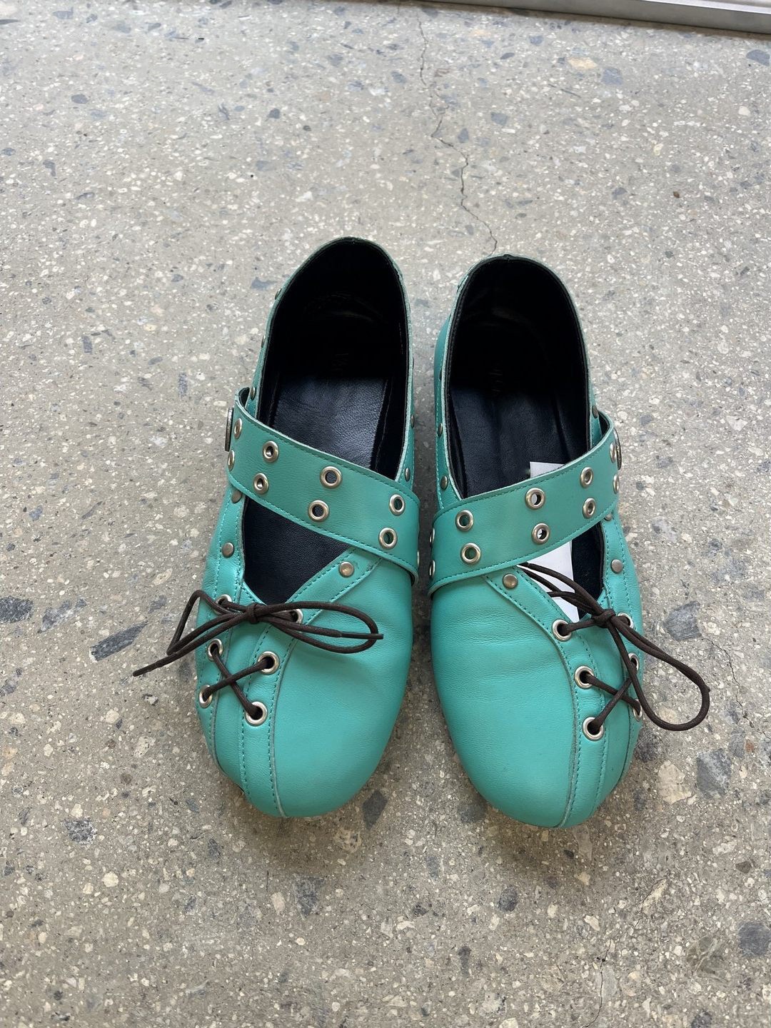 Rivet-strap Ballet Flats For Women Flat-soled Round-toe Mary Jane Leather Shoes 3