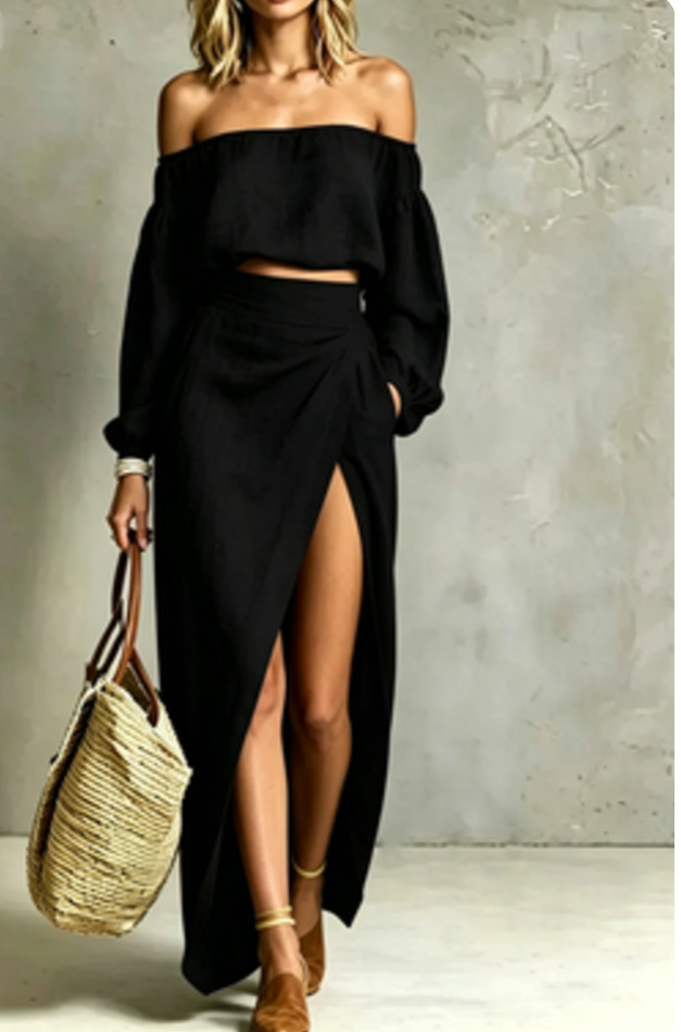 Womens Solid-Color Tube Top And Casual Pants Set