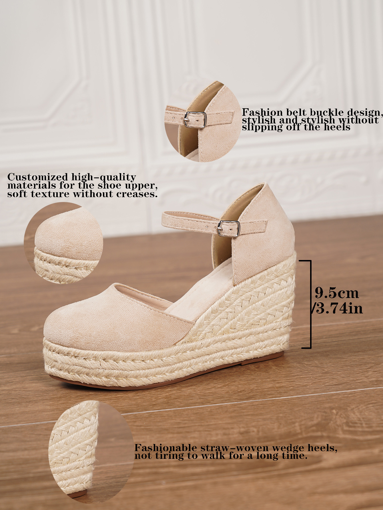 Straw Wedge Sandal Buckle Strap Detail – Sarah Express