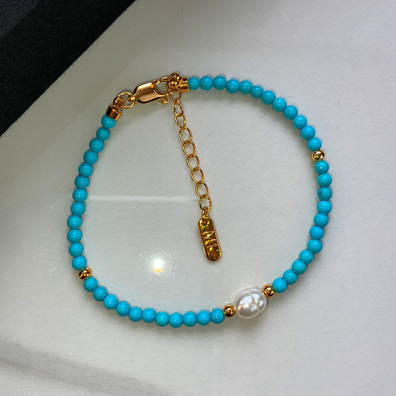 Natural Pearl And Turquoise Bead Bracelet Necklace