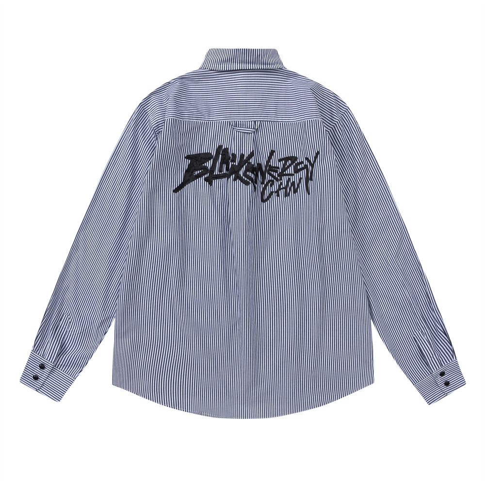 Spring And Autumn Vertical Striped Long-sleeved Shirt