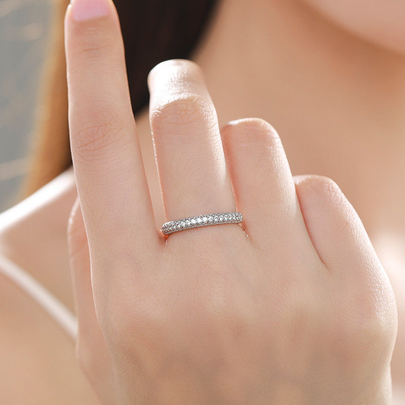 S925 Sterling Silver Diamond-encrusted Stackable Ring