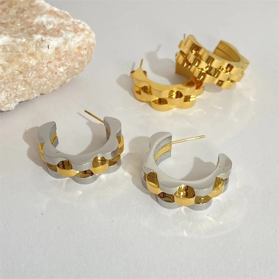 Heavy Industry Electroplated Titanium Steel Color Retaining Earrings