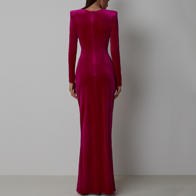 Velvet Round-Neck Long-Sleeve Dress, picture 6 of 9