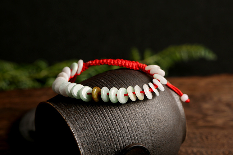 Title 2, Natural Emerald Safety Buckle Woven Bracelet