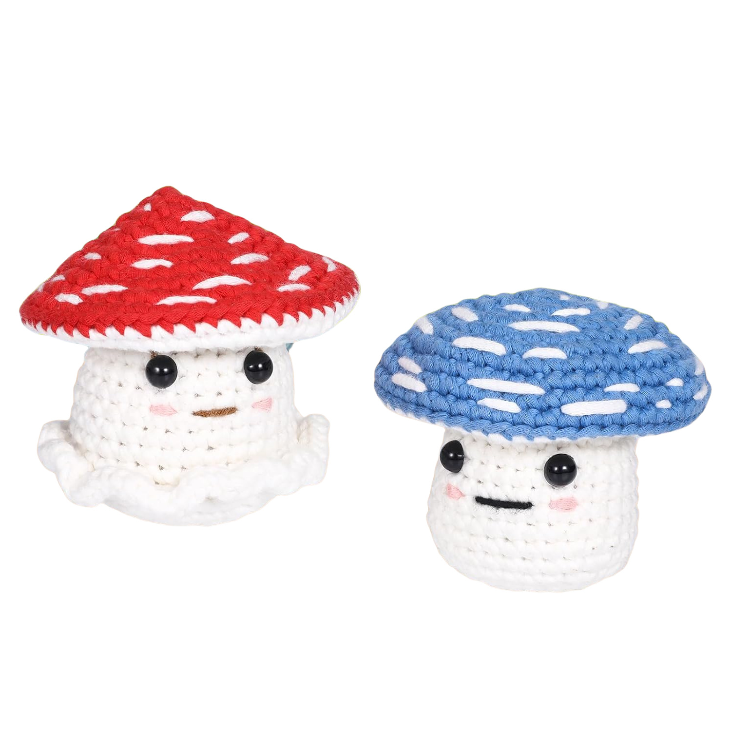 Title 2, Crochet Material Package Blue Red Small Mushroo...