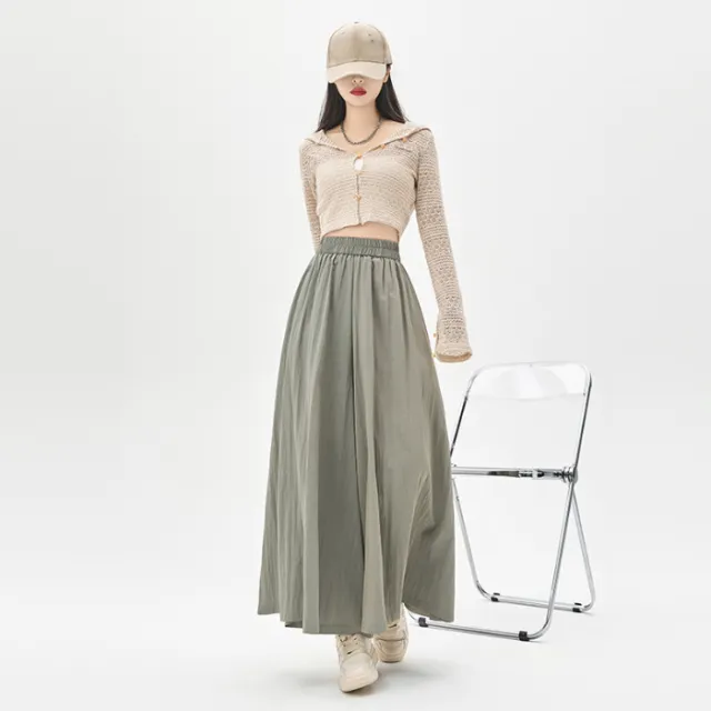 Fashion Personality Female Loose Casual Culotte Gray Green - Shop at LoveMi