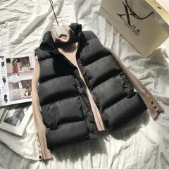 Women's Short All-match Thickened Down Cotton Vest - Black - View 1