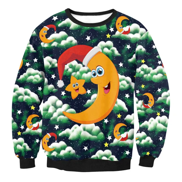 Women's Santa Claus Elk Long Sleeve Round Neck Loose Sweatshirt Swys021 - Shop at LoveMi