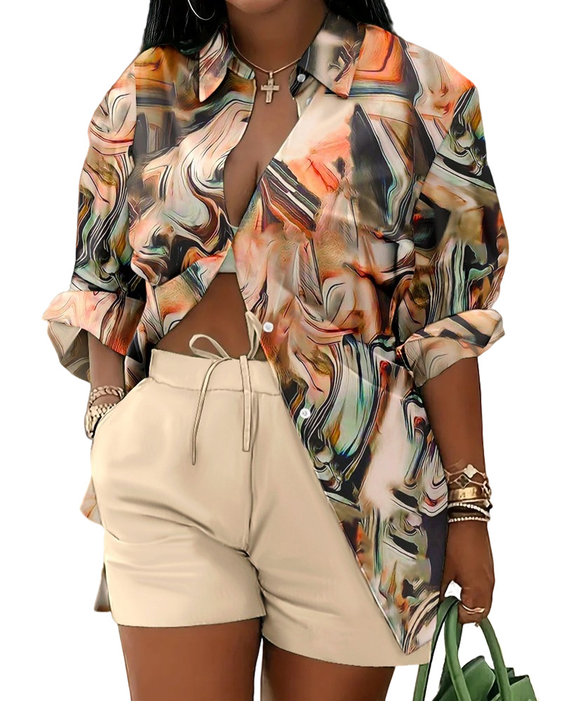 Women's Lace Up Printed Shorts Suit - Image 11
