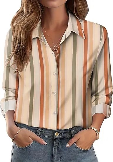 Women's European And American Versatile Printed Casual Lapel Long sleeve Shirt C13 - Shop at LoveMi