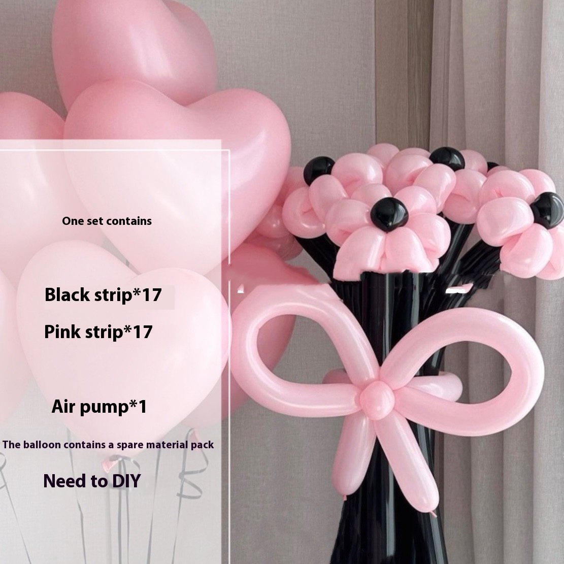 Light Pink Mixed Black Bouquet