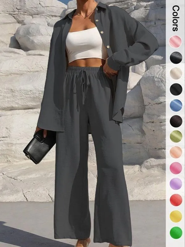 Women's Shirt With Trousers Fashionable And Elegant Ladies New Suit Gray - Shop at LoveMi