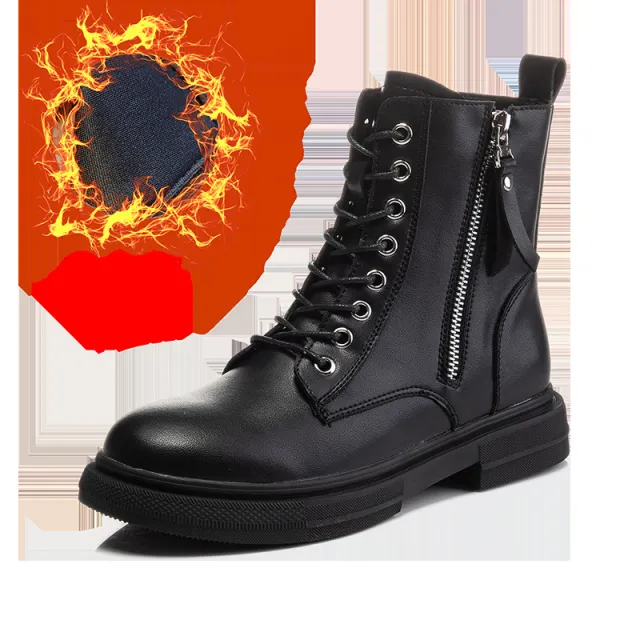 Women's Ankle Spring And Autumn Side Zipper All match Large Size Boots Black - Shop at LoveMi