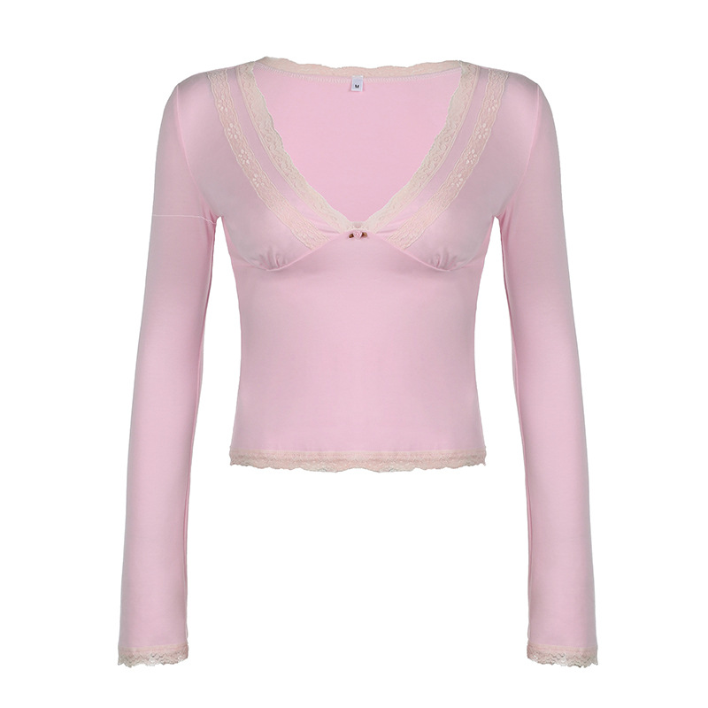 Lace Short Long Sleeve Top Women
