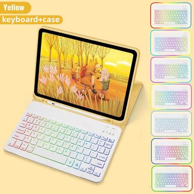 Ipad Protective Case Luminous Bluetooth Keyboard Leather Sheath - Image 10