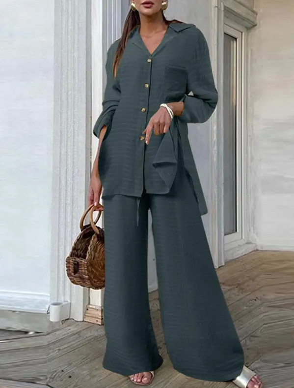 Women's Leopard Print Casual Loose Outfit Solid Color Gray - Shop at LoveMi