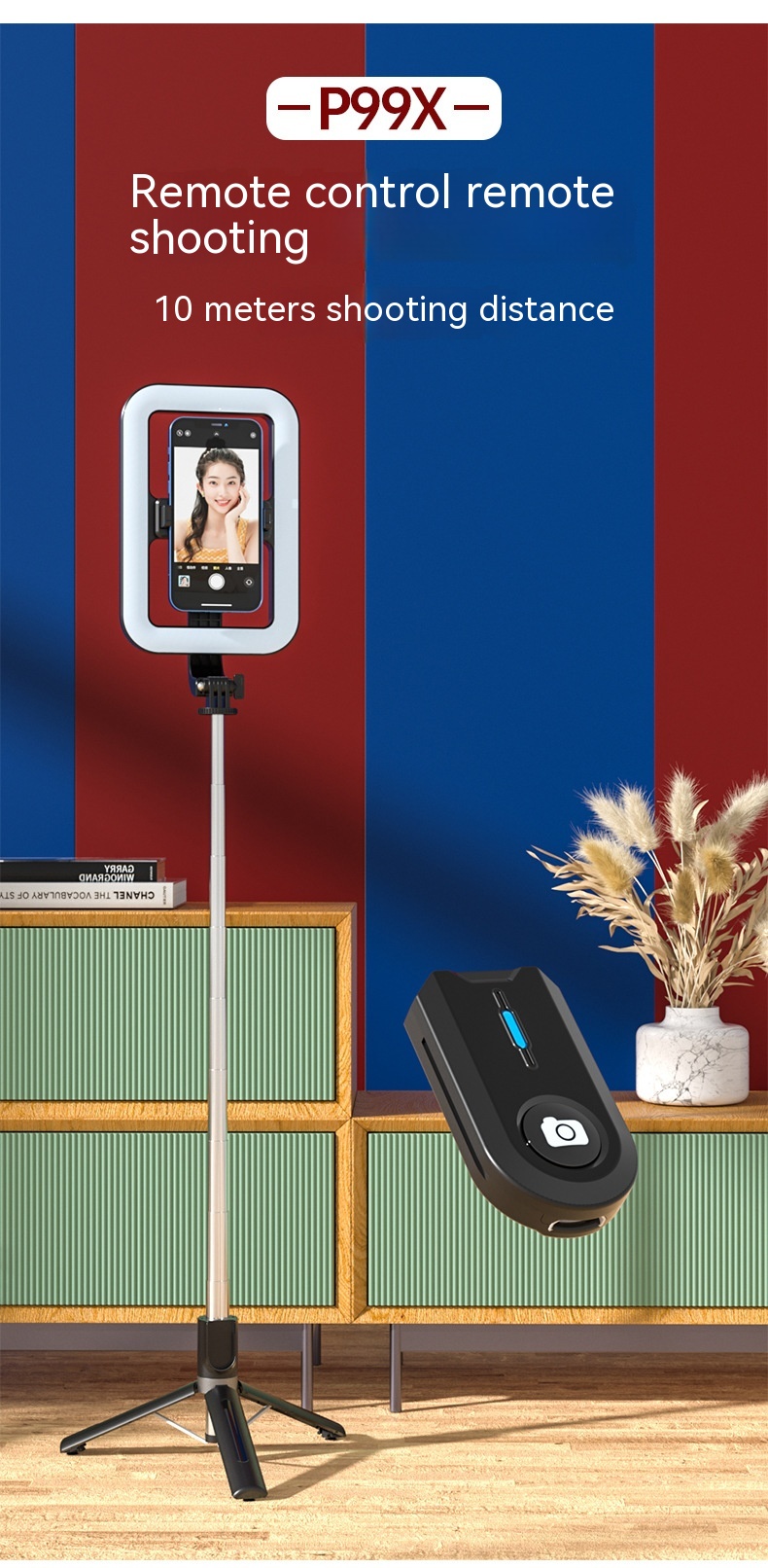 8-inch Beauty Fill Light Selfie Stick Bluetooth Remote Control Integrated Outdoor Floor Live Tripod - Image 4