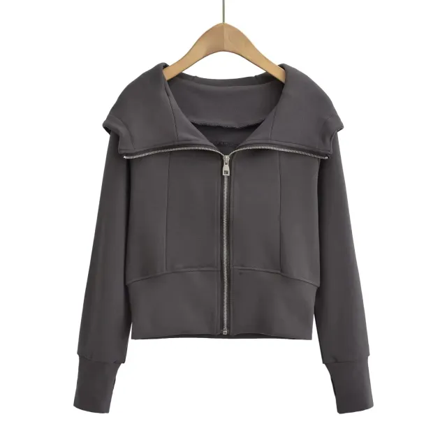 Women's American Street Sports Slim Version Hoodie Coat Gray - Shop at LoveMi