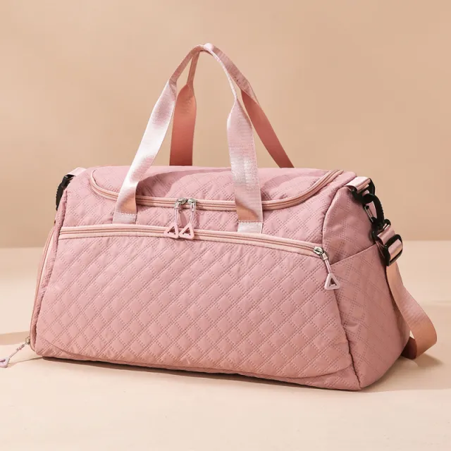Large Capacity Travel Rhombus Waterproof Oxford Fabric Luggage Bag Pink - Shop at LoveMi