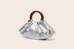 New Stylish And Chic Handbag With Fashionable Pleats - Silver - View 1