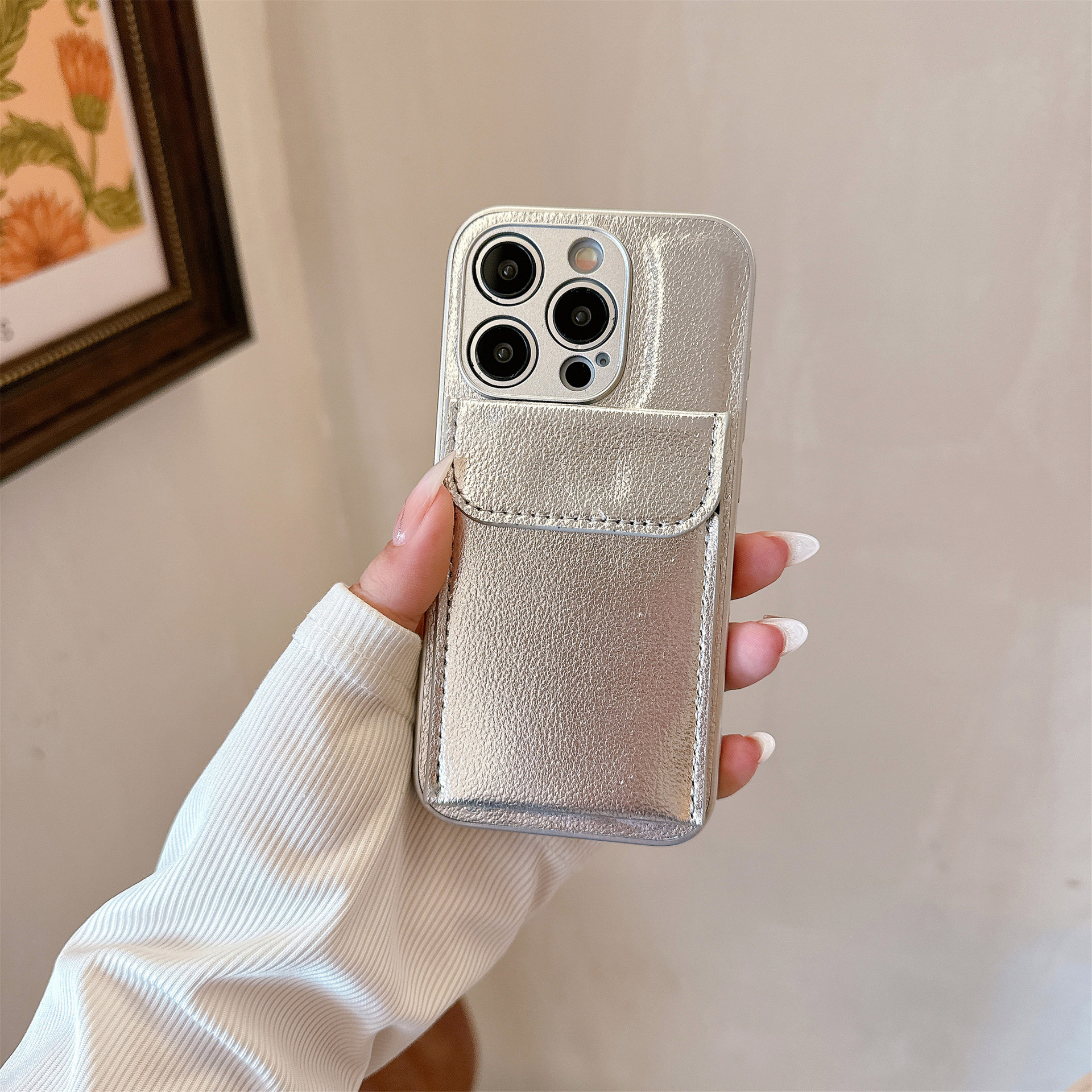 Lychee Leather Pattern Simple Card Bag Plain Leather All-inclusive