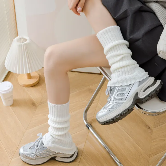 Knitted Warm Mid calf Length Socks Y2g Harajuku Style Japanese College Style Female Leg Warmer White - Shop at LoveMi