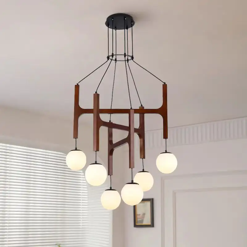 Living Room Chandelier Solid Wood Stairs Dining-room