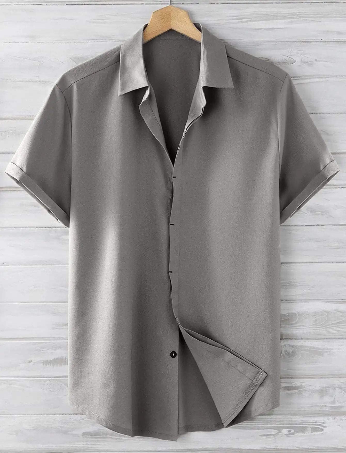 Men's Short Sleeve Loose Solid Color Shirt
