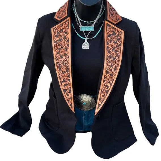 Women's Casual Versatile Printed Slim Fit Suit Jacket Black - Shop at LoveMi