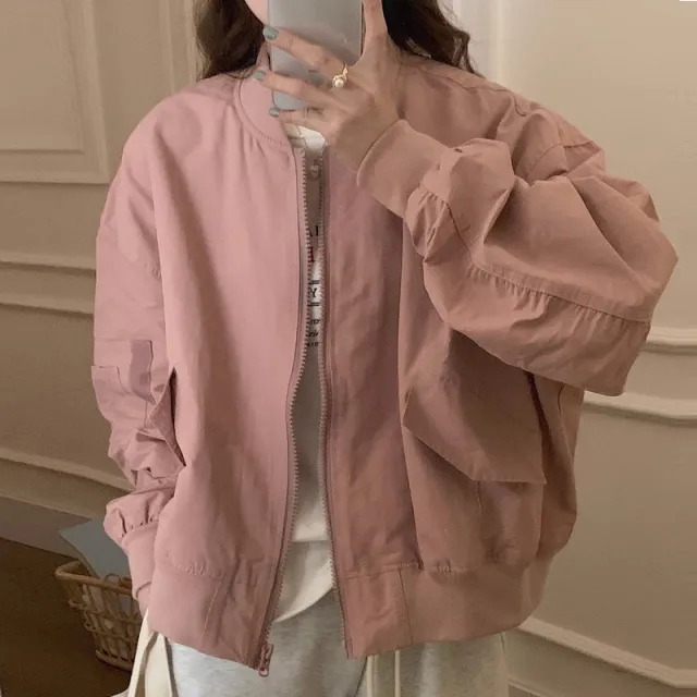 Japanese Loose Design Short Jacket Pink - Shop at LoveMi