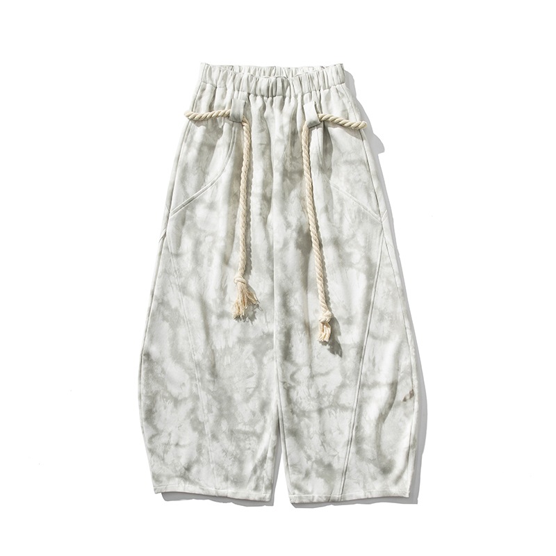 Mens Plus-Size Japanese-Hong Kong Style Tie-Dye Casual Sweatpants